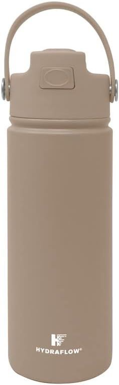 Hydraflow Hybrid - Triple Wall Vacuum Insulated Water Bottle with Flip Straw (17oz, Khaki) Stainl... | Amazon (US)