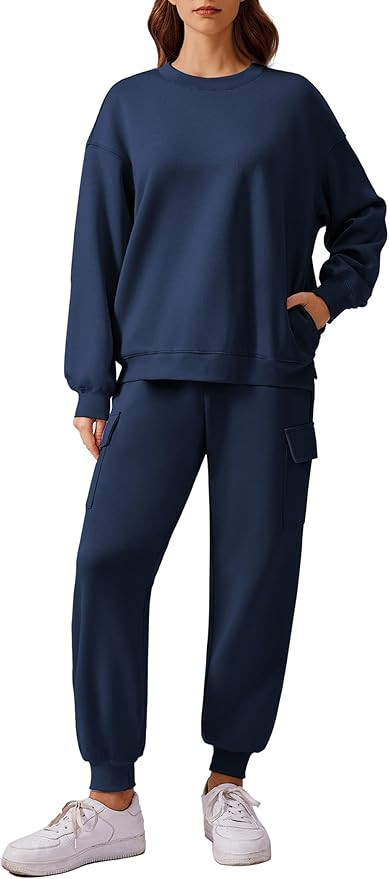 PINSPARK Two Piece Sets for Women Sweatsuit Drawstring Cargo Jogger Sets with 4 Pockets 2024 Airp... | Amazon (US)