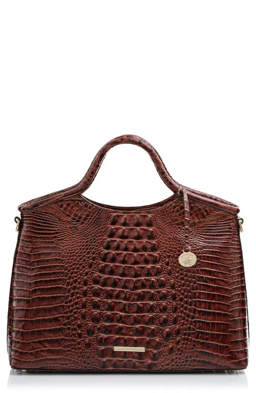 Brahmin Elaine Croc Embossed Leather Satchel in Pecan Melbourne at Nordstrom | Nordstrom