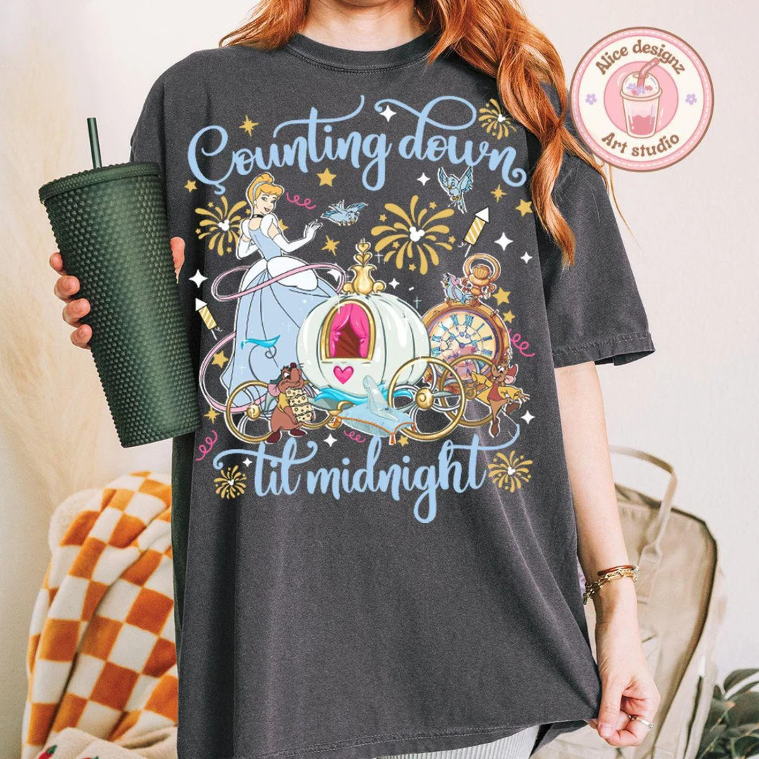 Counting Down Til Midnight Happy New Year 2026 Shirt, Disney Cinderella Princess Shirt, Goodbye 2... | Etsy (US)