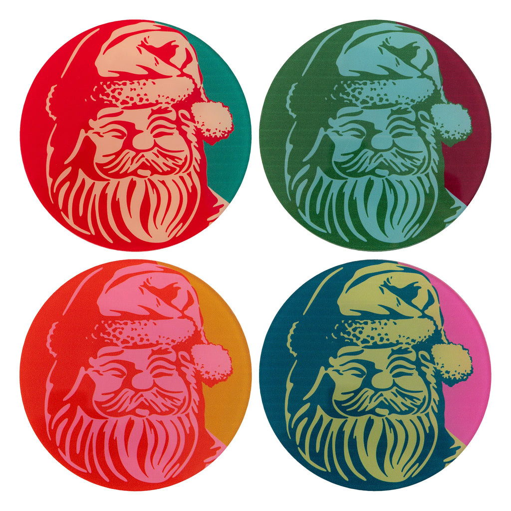 Retro Santa Acrylic Coaster Set - Set of Four | Ama La Vita