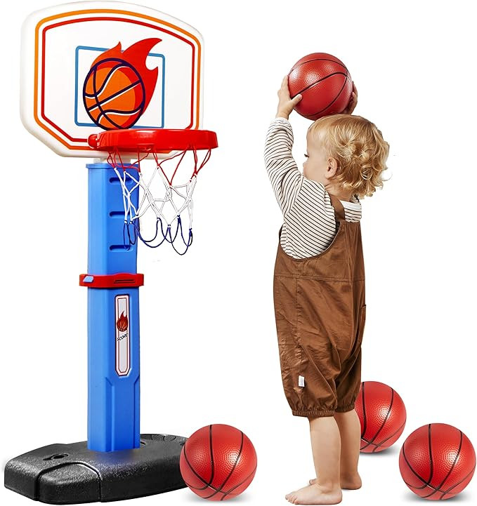 JOYIN Toddler Basketball Hoop Indoor, Adjustable Basketball Goal for Kids with 4 Balls, Game Toys... | Amazon (US)