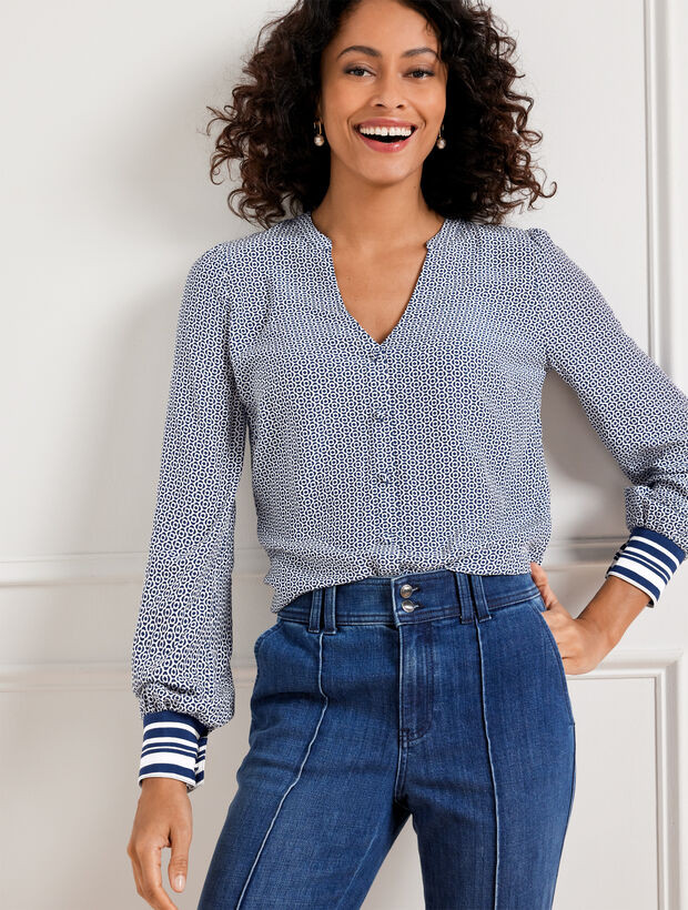 Button Front Shirt - Mini Geo | Talbots