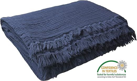 Pre-Washed 100% Organic Muslin Cotton Throw Blanket for Couch, Sofa, Adults and Kids, 4 Layers Br... | Amazon (US)