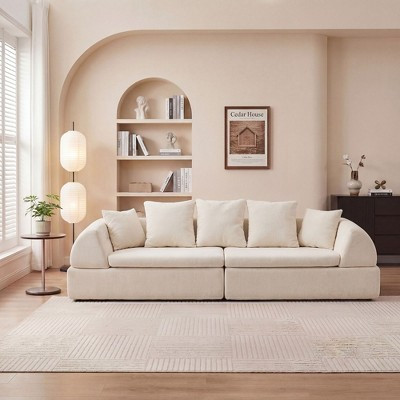 Cloud Modular Sectional Sofa, 104.33" Chenille Fabric Deep Seat Fluffy Couch 32D High-Density Foam Boneless Sofa with 5 Throw Pillows Comfy Cloud Sofa | Target