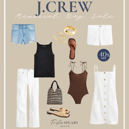 J Crew Sale / denim shorts / white shorts / swimsuit/ swim / white jeans / sandals / white dress / gold bangle / gold bracelet/ summer shirts / tops / t-shirts / bag / straw bag / tote / beach/ sunglassess