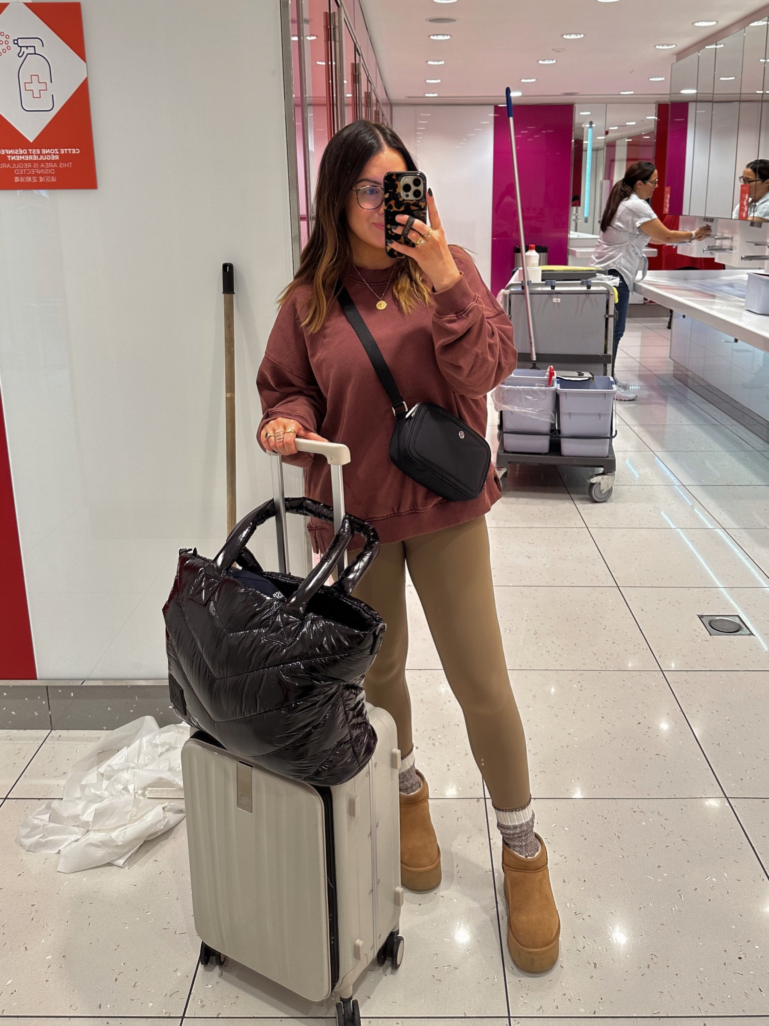 easy comfy travel outfit for transatlantic flight! Wearing s sweatshirt, m leggings, size down in Uggs 

#LTKshoecrush #LTKtravel #LTKSeasonal