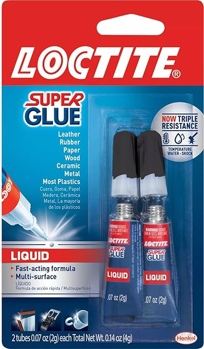 Loctite Super Glue Liquid, Clear, 0.07 fl oz Tube, 2 Pack - Superglue for Plastic, Wood, Metal, C... | Amazon (US)