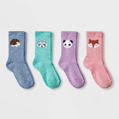 Girls' 4pk Super Soft Fuzzy Yarn Crew Socks - Cat & Jack™ | Target