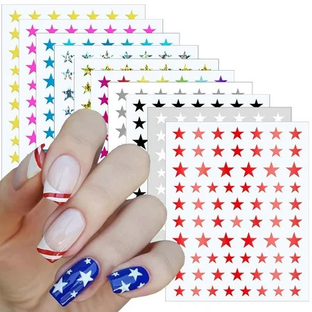 10pcs/Pack 3D Star Nail Stickers Five-Pointed Star Designs Colors Set Holographic Laser Colorful Gold/Silver/Rose Glitter Shiny Starlight Self-Adhesive Pentagram Nail Decals Manicure Accessories C31 | Walmart (US)