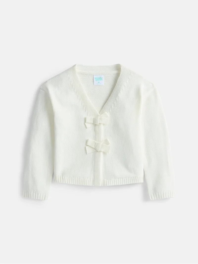 Wonder Nation Toddler Girls' Bow Front Cardigan Sweater with Long Sleeves, Sizes 12M- 5T | Walmart (US)