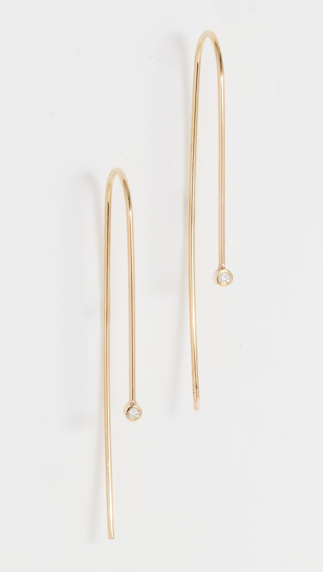 14k Tiny Diamond Bezel Wire Earrings | Shopbop