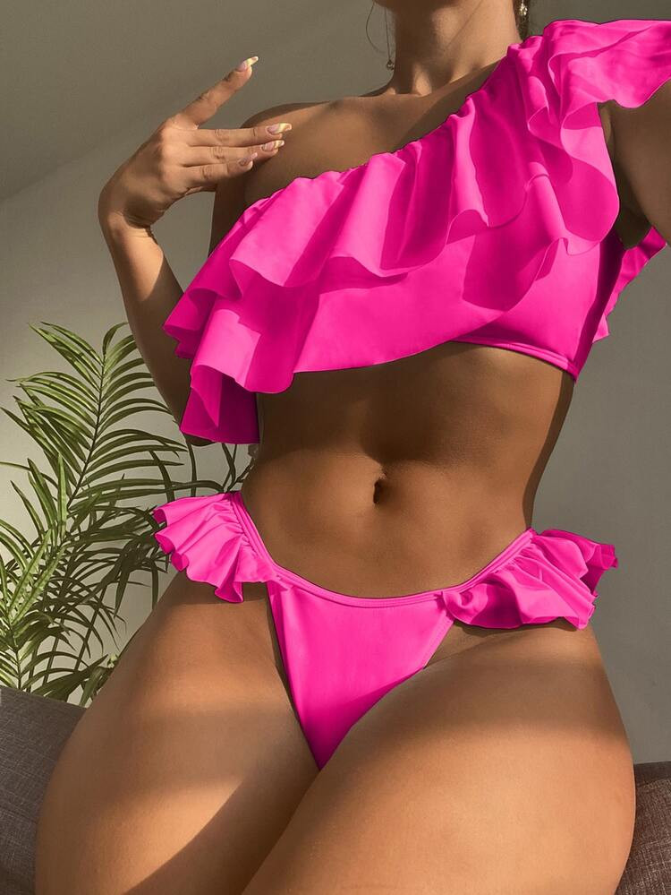 Tiered Ruffle Trim Bikini Swimsuit | SHEIN