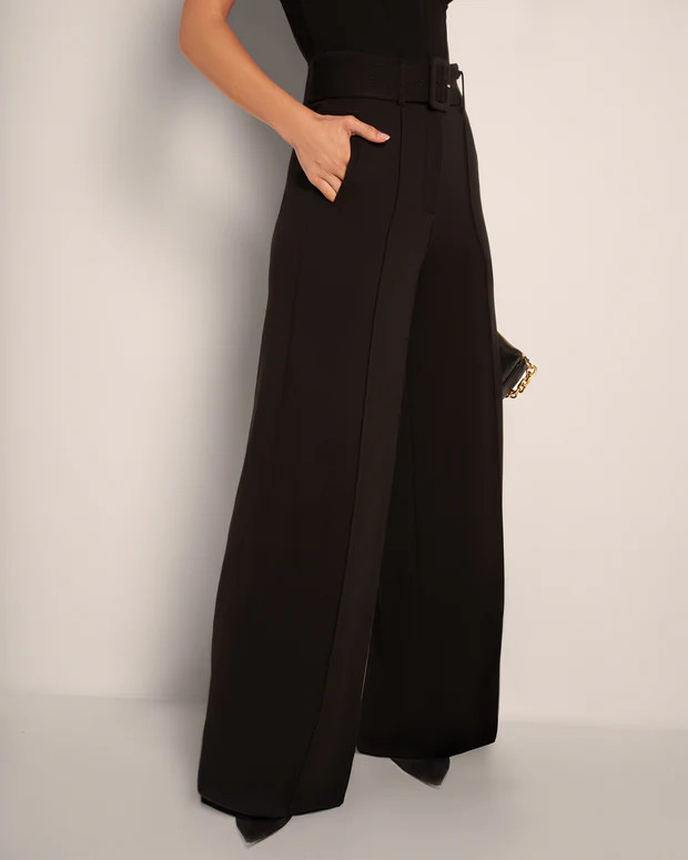Belted Wide Leg Ponte Pant | TA3