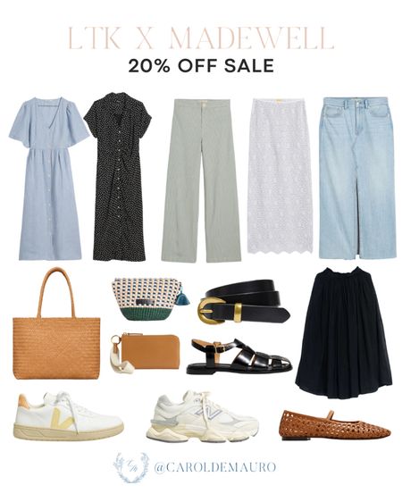 Check out these stylish fashion pieces that's on sale for 20% off with code LTK20 all from Madewell: maxi dresses, neutral sneakers, denim skirt, pants, cute handbag and more!
#fashiondeal #casualoutfit #capsulewardrobe #springfashion

#LTKSaleAlert #LTKSeasonal #LTKShoeCrush