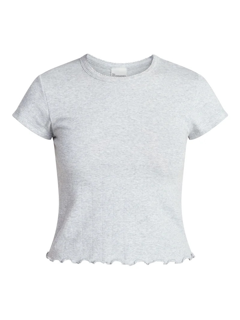 No Boundaries Cotton Stretch Drop Needle Baby Tee, Women's XS-XXXL | Walmart (US)