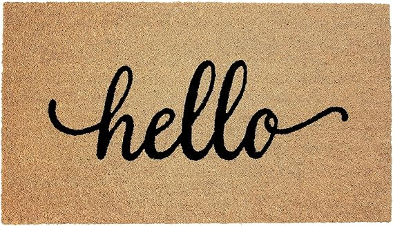 Welcome Doormat - Non Slip Dirt Trapping Hello Coco Coir Door Mat - Low Profile Front Doormat - I... | Amazon (US)