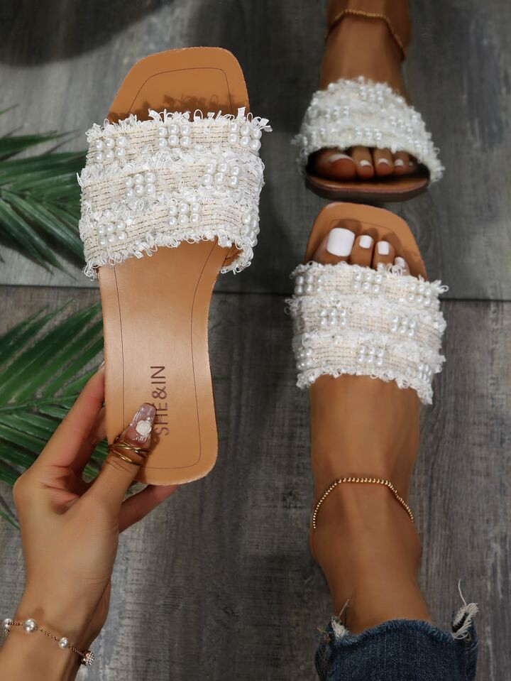 Sandali pantofoli decorazione di perle finte | SHEIN