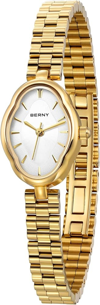 BERNY Gold Watches for Women Dainty Ladies Quartz Watch Vintage Copper Mirrors Shape Japanese Qua... | Amazon (US)