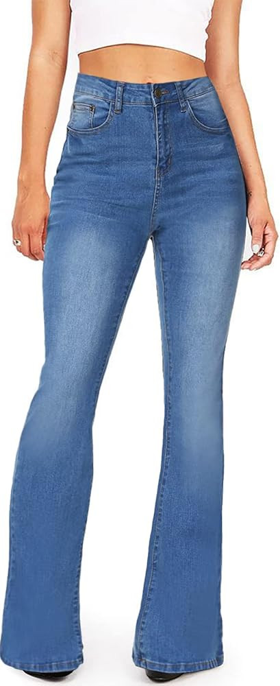 BISUAL Women's Black Bell Bottom Jeans for Women High Waisted Flare Jeans Womens Ripped Stretchy ... | Amazon (US)