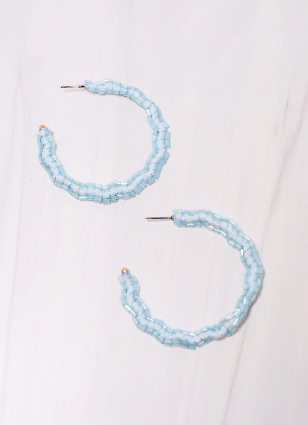 Dobson Beaded Hoop Earring LIGHT BLUE | Caroline Hill