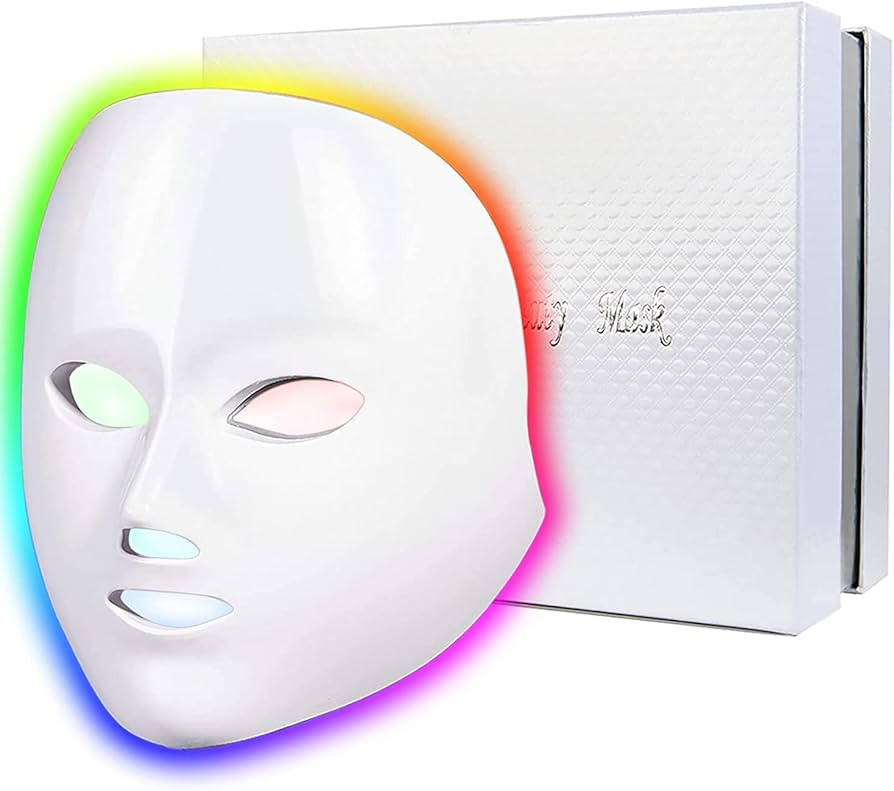 Red-Light-Therapy-for-Face, Led Face Mask Light Therapy 7 Colors LED Facial Mask at Home Skin Rej... | Amazon (US)
