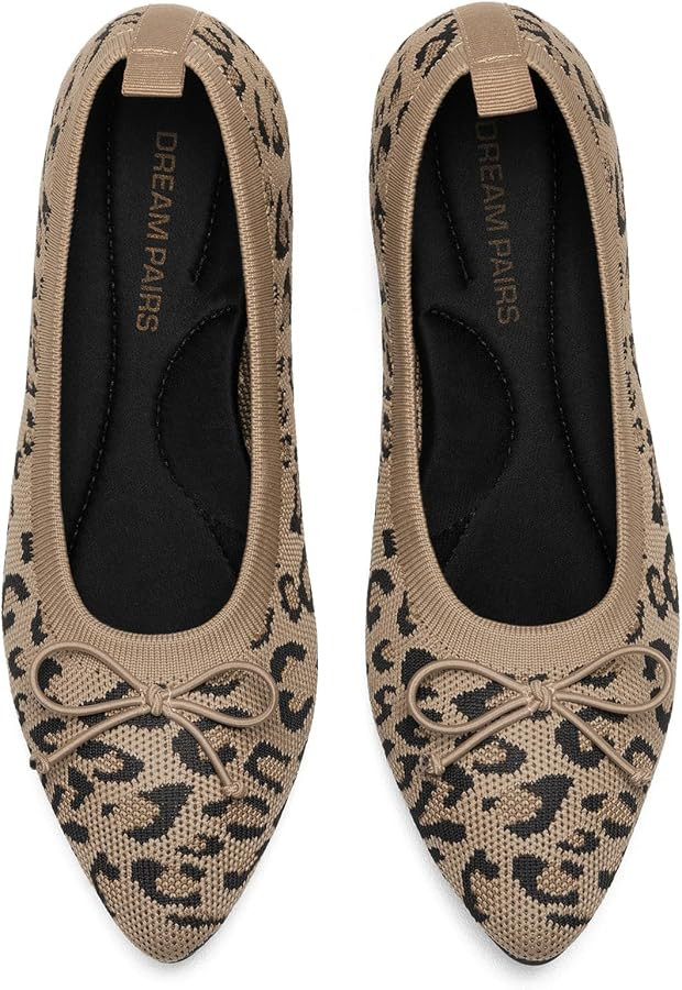 DREAM PAIRS Women's Ballet Knit Flats Foldable Pointed Toe Comfortable Dressy Flat Shoes with Bow... | Amazon (US)
