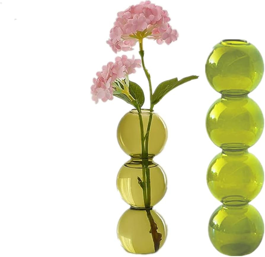 Bud Vase Set of 2, Bubble Hydroponic Vase Small Glass Flower Vase Clear Centerpieces for Wedding ... | Amazon (US)