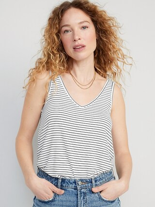 Luxe V-Neck Sleeveless Striped T-Shirt for Women | Old Navy (US)