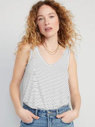 Luxe V-Neck Sleeveless Striped T-Shirt for Women | Old Navy (US)