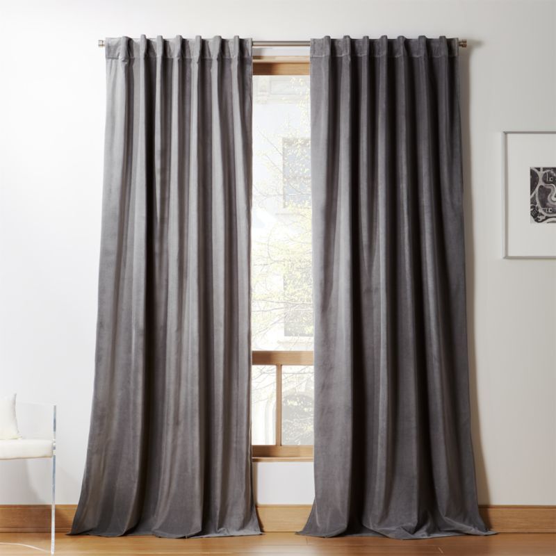 Velvet Graphite Curtain Panel 48"x108" + Reviews | CB2 | CB2