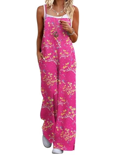 Ekouaer Womens Causal Sleeveless Jumpsuits Summer Boho Wide Leg Floral Rompers Overalls with Pock... | Amazon (US)