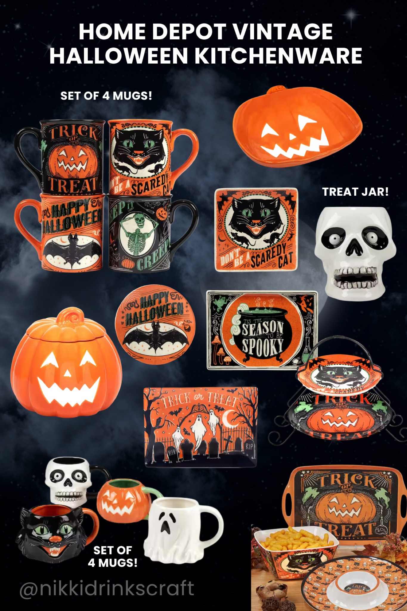 Super cute vintage Halloween kitchen items at Home Depot! 

#vintagehalloween #halloweendecor #halloweenplates #halloweenmugs #halloween2024

#LTKParties #LTKSeasonal #LTKHome
