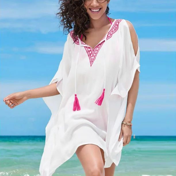 Guzom Dresses for Women 2023- Holiday Short Sleeve Spring and Summer Beach Casual Dresses White O... | Walmart (US)