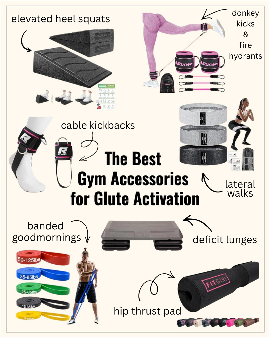 If you struggle to feel your glutes during workouts, all you need are the right tools.

Most beginners go straight into squats or lunges without actually activating their glutes first. That is why your quads take over and you feel stuck.

These simple accessories help you wake up your glutes before your workout so you actually feel the right muscles working.

You don't need a complicated routine. Just a few tools, a quick activation warm up, and your workouts will start to feel completely different.

Save this for your next leg day so you stop guessing and start feeling it where it counts.

Resistance bands (fabric + loop styles)
Ankle straps
Barbell pad
Slant board
Step platform
Cable attachments 

 #gluteworkout #gluteactivation #lowerbodyworkout #gymforbeginners #fitnessforwomen #strengthtrainingforwomen #workouttips #beginnerfitness #fitnesstips #ltkfitness #ltkactive #ltkworkout #ltkathleisure #ltkwellness #ltkfinds #ltkcreator #ltkcommunity #LTKfitnessgoals #LTKmorningroutine #LTKActive