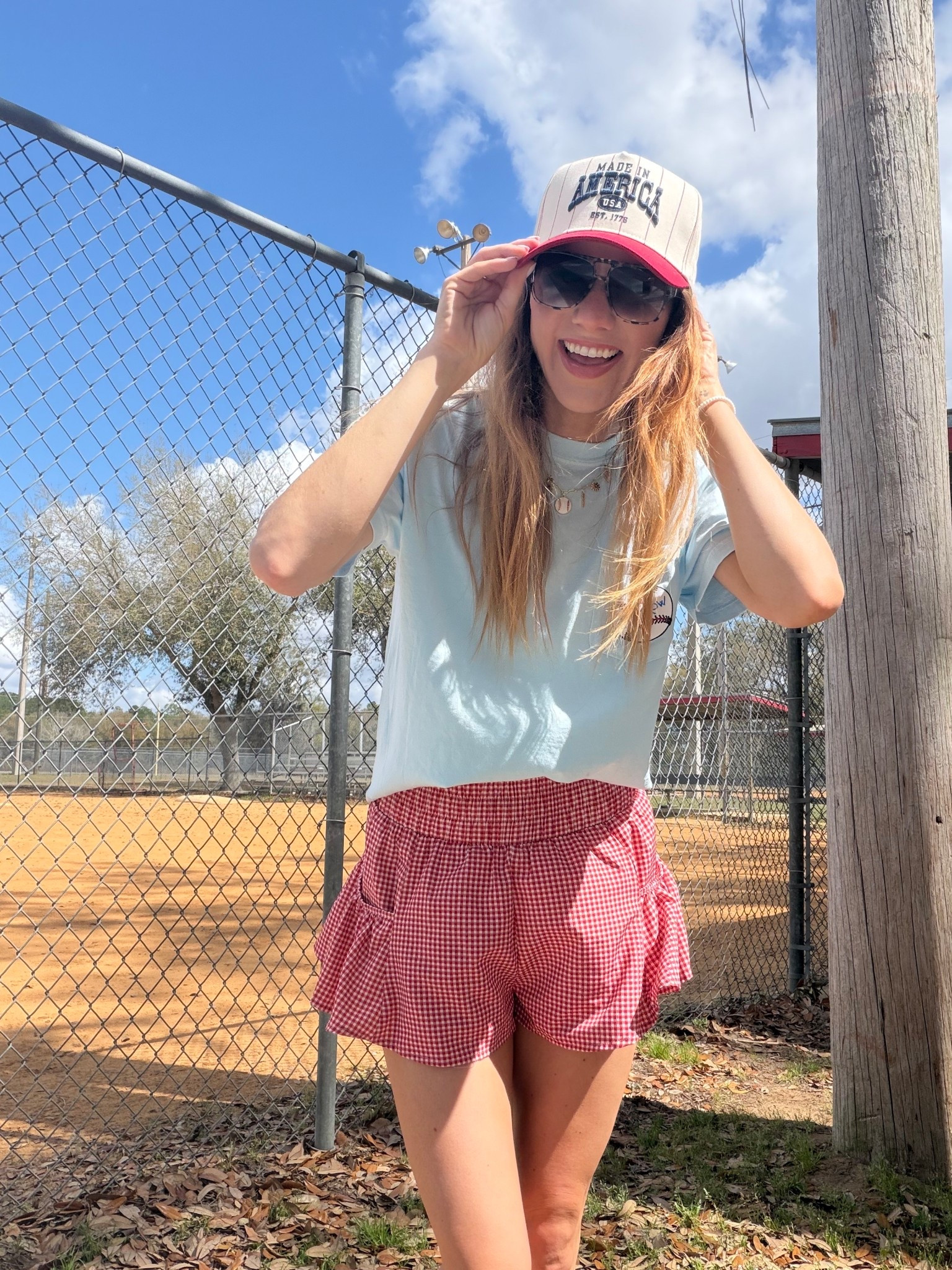 Baseball mom outfit - linked a similar hat from the same company! 