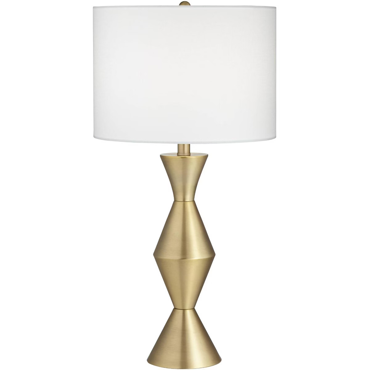 360 Lighting Elka Modern Mid Century Table Lamp 28" Tall Brass Geometric Metal White Drum Shade f... | Target