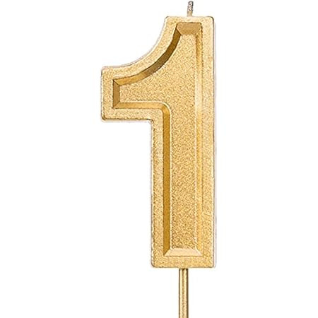 LUTER Gold Glitter Happy Birthday Cake Candles Number Candles Number 1 Birthday Candle Cake Topper D | Amazon (US)