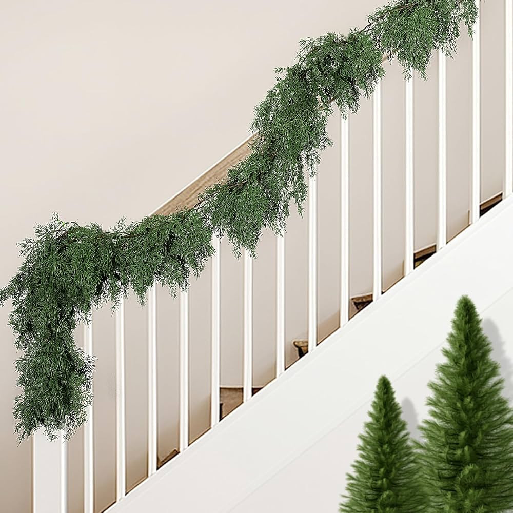 2 Pcs Christmas Norfolk Pine Garland- 6 Ft Dense Pine Realistic Touch Garland Ornament- Greenery ... | Amazon (US)