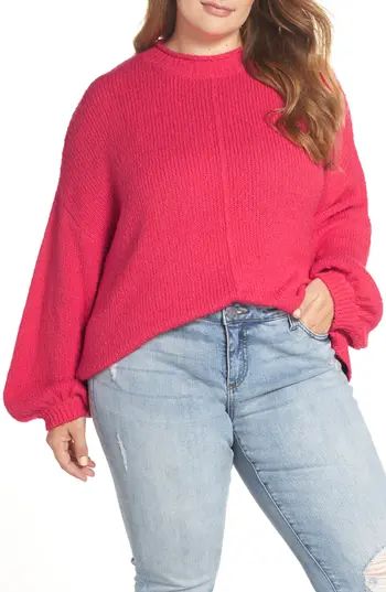 Plus Size Women's Bp. Balloon Sleeve Sweater, Size 1X - Pink | Nordstrom