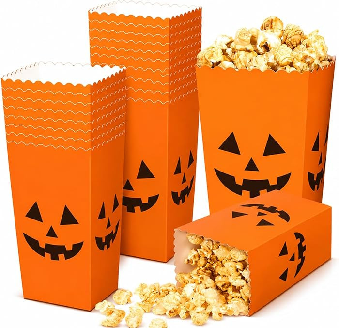 Amazingspark 25 Pcs Halloween Popcorn Boxes Pumpkin Popcorn Bags | Amazon (US)