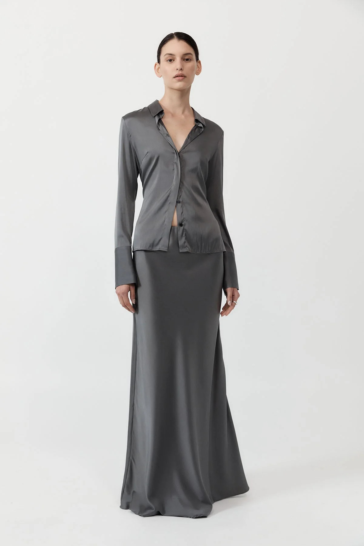 Soft Silk Maxi Skirt - Pewter Grey | St. Agni (US, UK, EU)