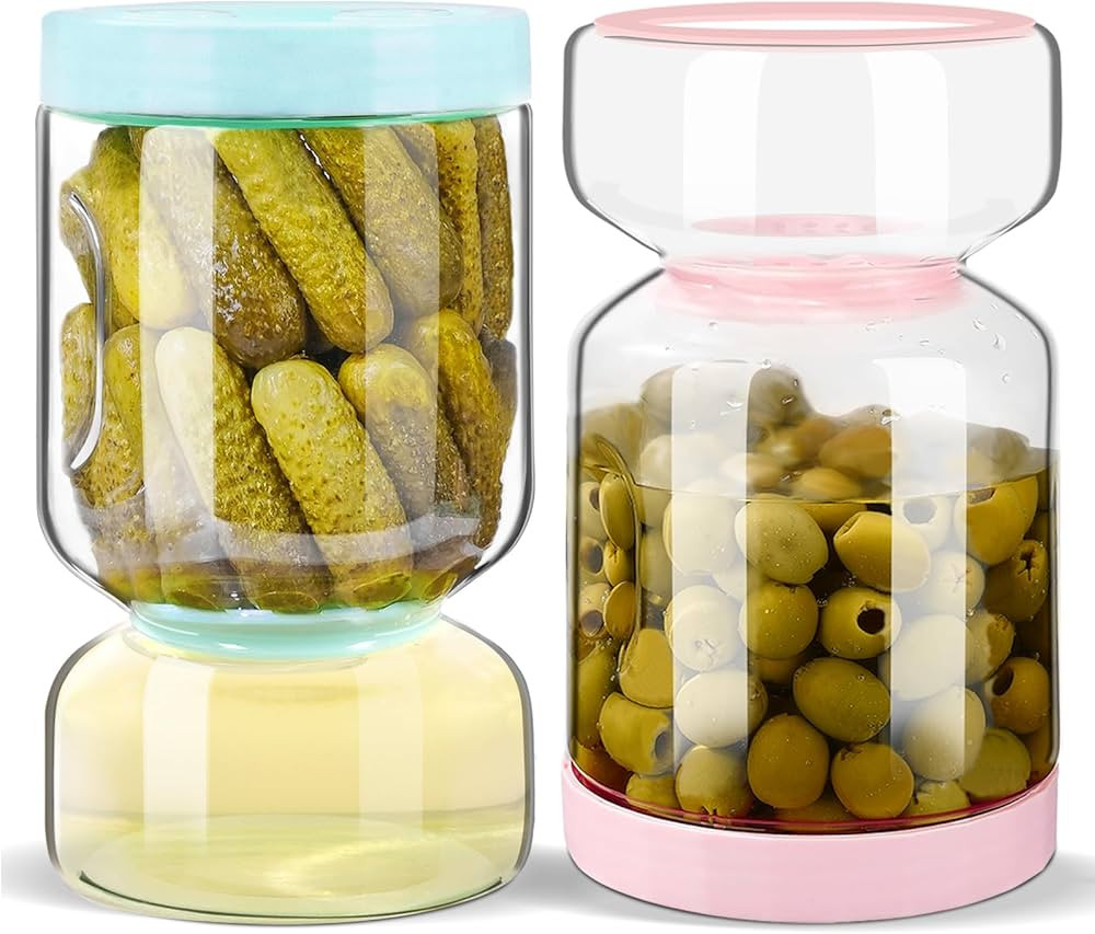 ZENS Glass Pickle Jar with Strainer Flip, 2 Pack 51oz Anti-Slip Large Pickle Container, Airtight ... | Amazon (US)