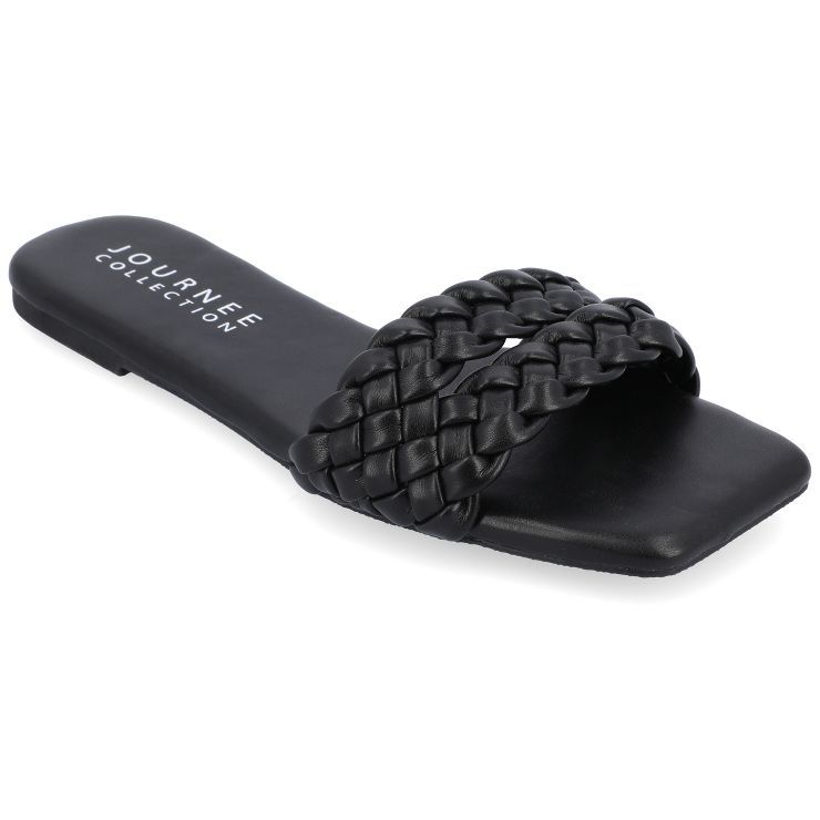 Journee Collection Womens Sawyerr Tru Comfort Foam Dual Braided Band Slide Sandals | Target