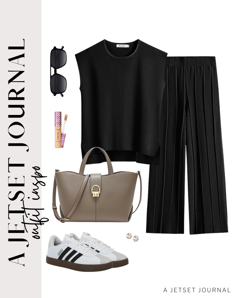 The ANRABESS 2-piece lounge set paired with Adidas sneakers creates a stylish outfit fit for casual dinners or travel. Complete the look with a top-handle bag and SOJOS sunglasses. 

 #LTKSeasonal #LTKSaleAlert #LTKTravel