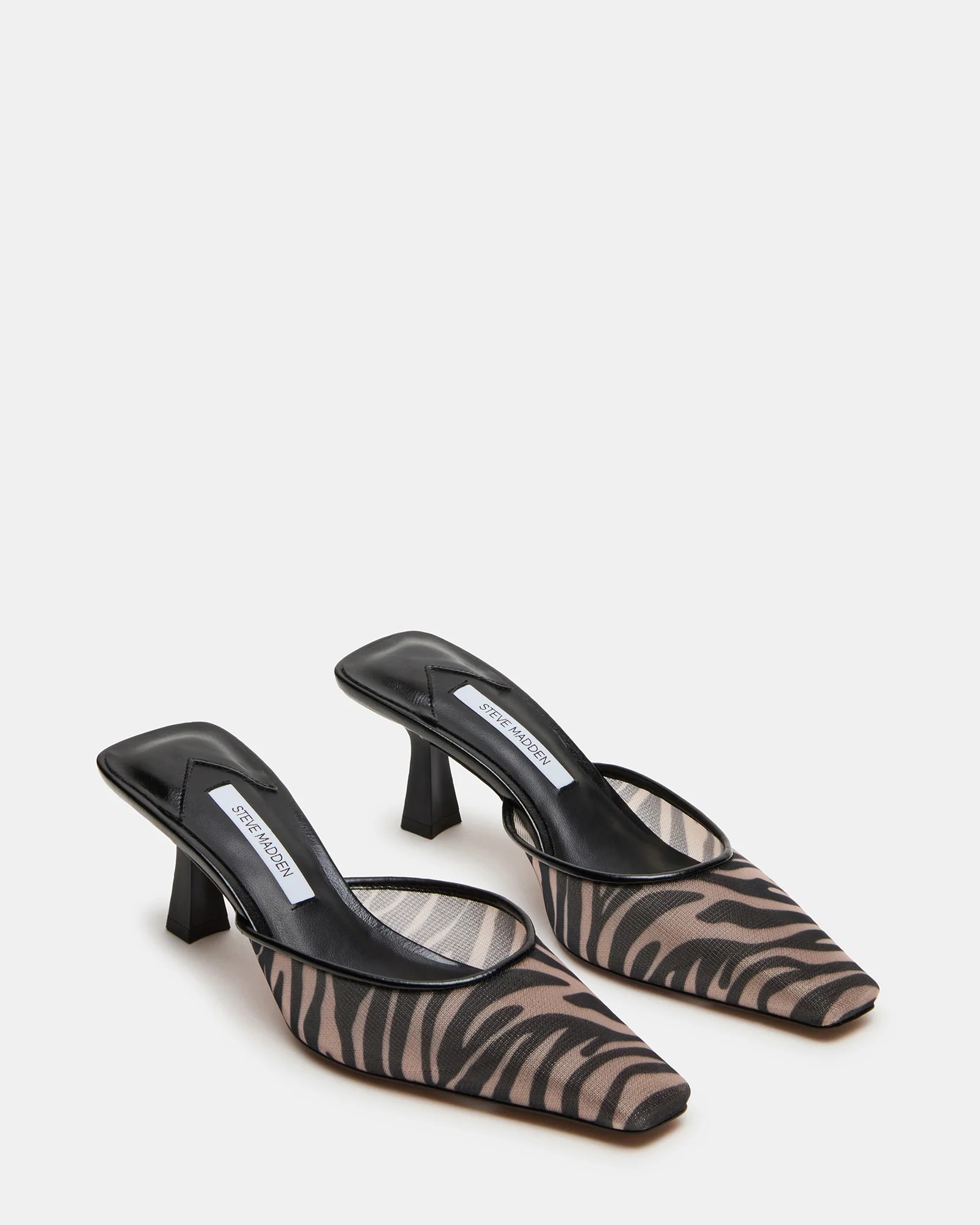 ALYSE Zebra Mesh Square-Toe Mule Women's Kitten Heel | Steve Madden (US)