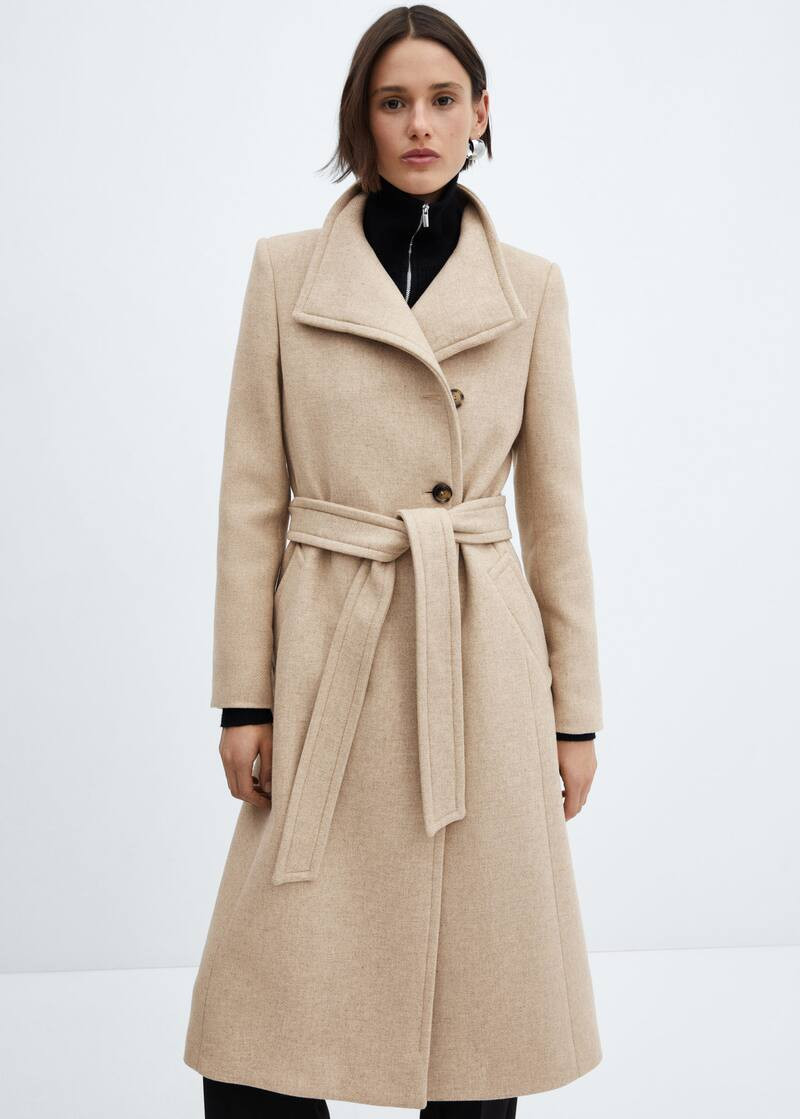 Woollen coat with belt | MANGO (UK)
