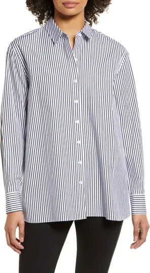 Nordstrom Women's Everyday Stripe Poplin Button-Up Shirt | Nordstrom | Nordstrom