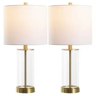 SAFAVIEH Lighting Anders, 22 Inch, Clear/Brass, Glass Table Lamp (Set of 2) - 11"W x 11"D x 22"H ... | Bed Bath & Beyond