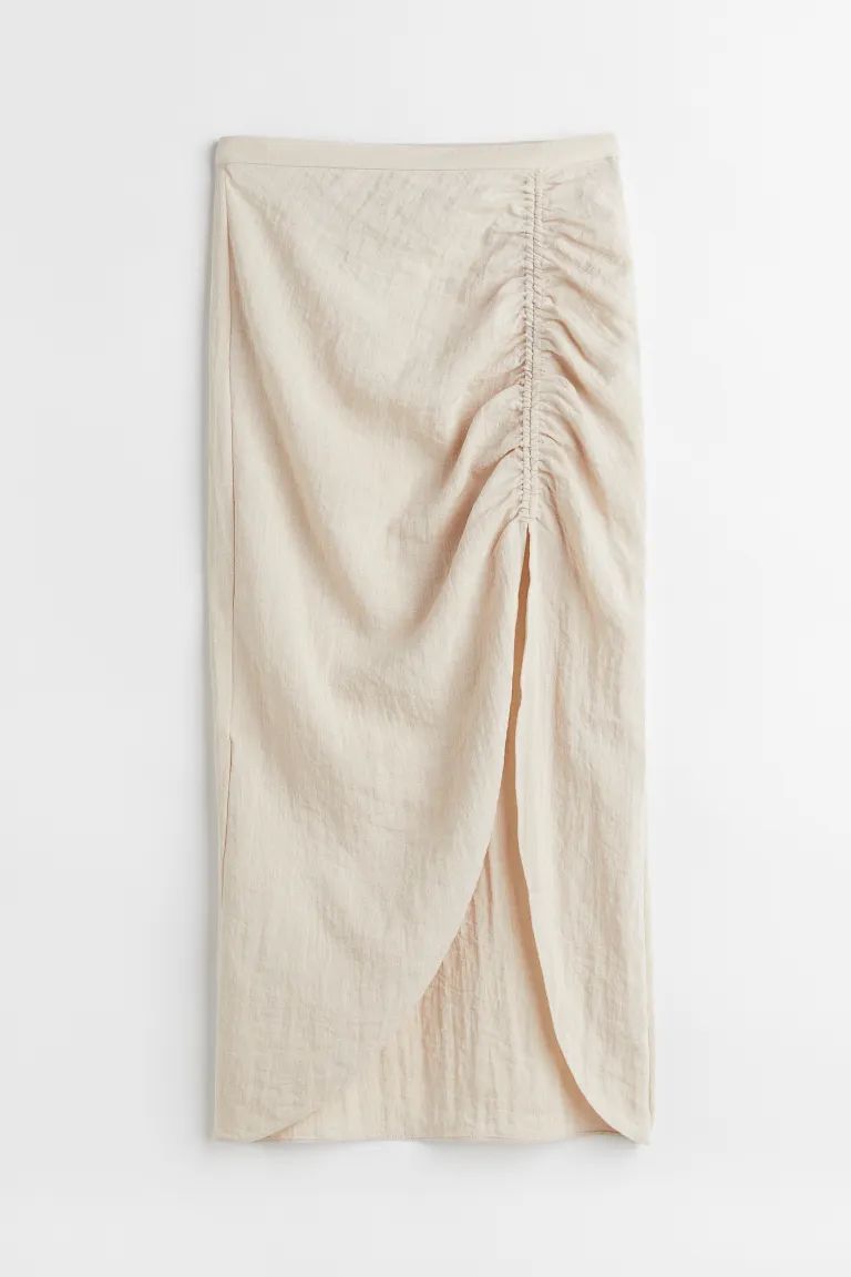 Calf-length skirt in woven fabric with a high waist and a concealed zip with a hook-and-eye faste... | H&M (UK, MY, IN, SG, PH, TW, HK)
